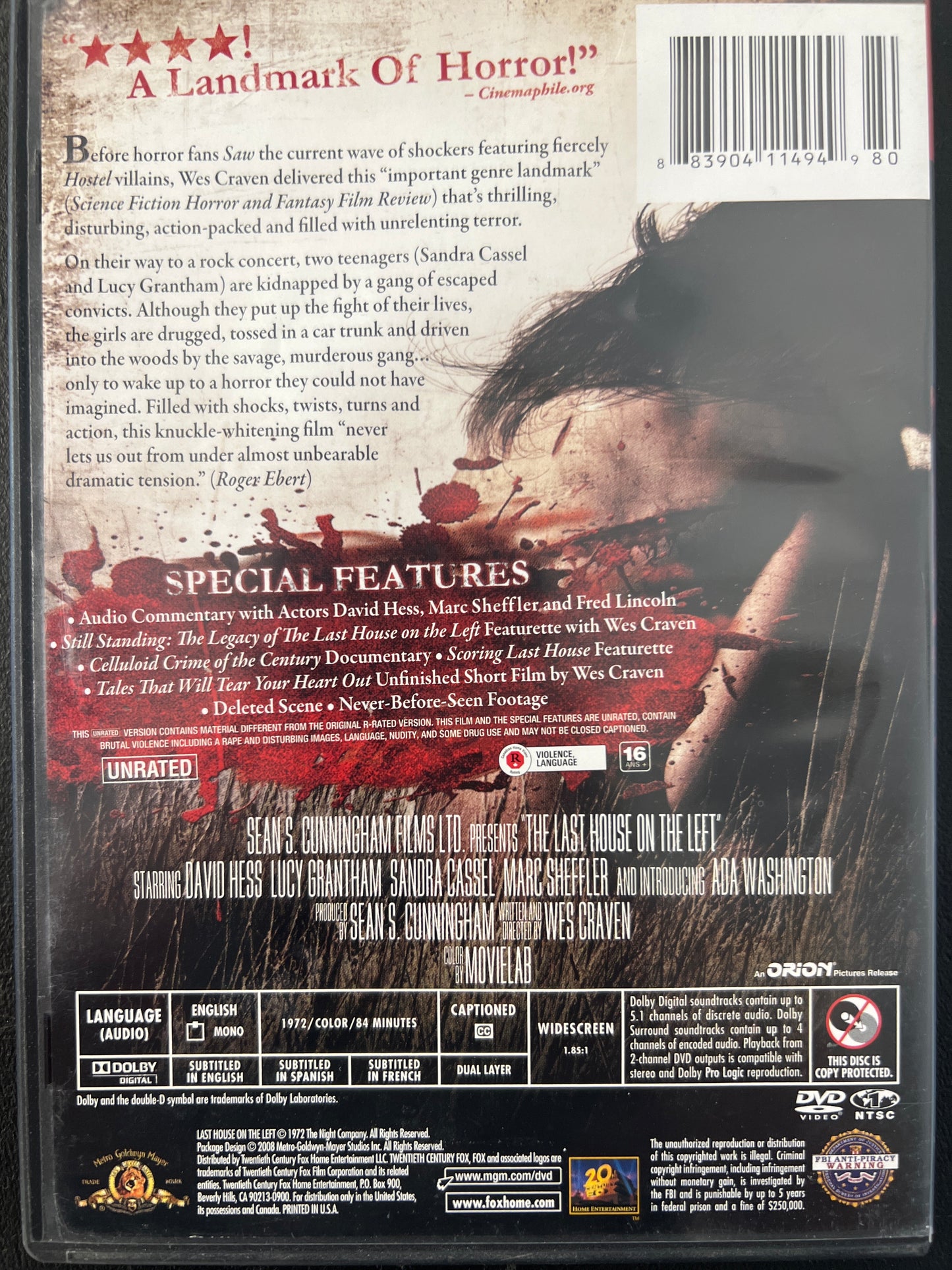 The Last House on the Left Unrated Collection Edition DVD