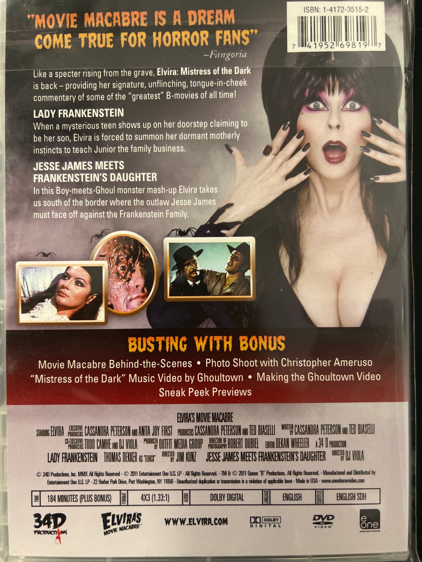 Elvira's Movie Macabre Lady Frankenstein/Jesse James Meets Frankenstein's Daughter DVD
