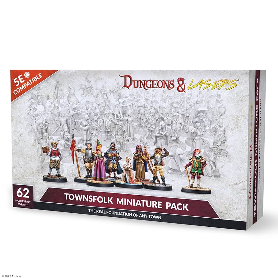 Townsfolk Miniature Pack: Dungeons and Lasers 62-Pack
