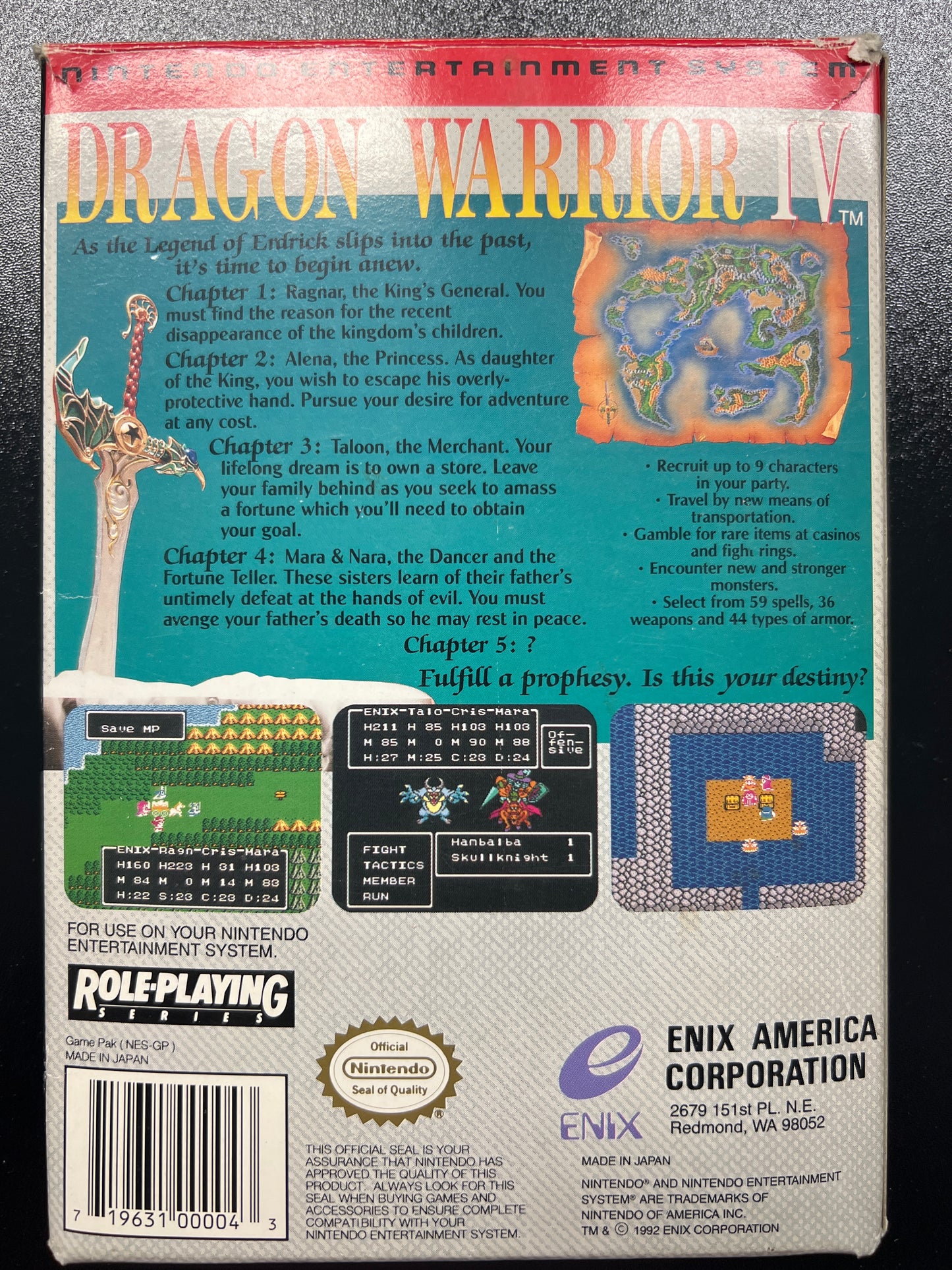 Dragon Warrior IV (4) NES in Box