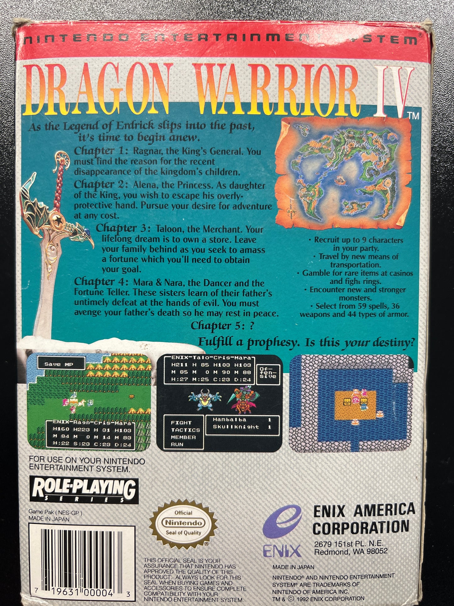 Dragon Warrior IV (4) NES in Box