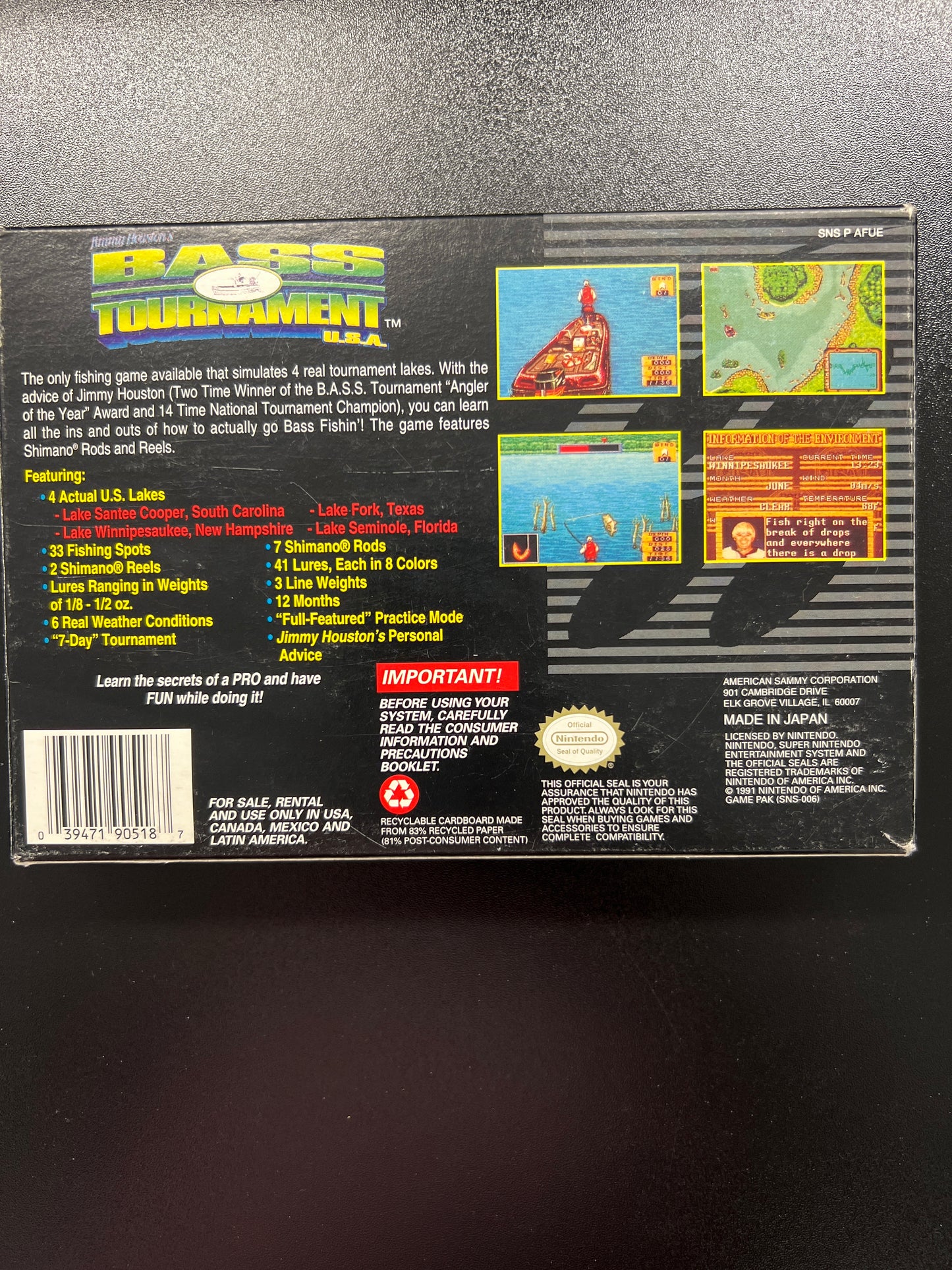 Jimmy Hustons Bass Tournament SNES in Box
