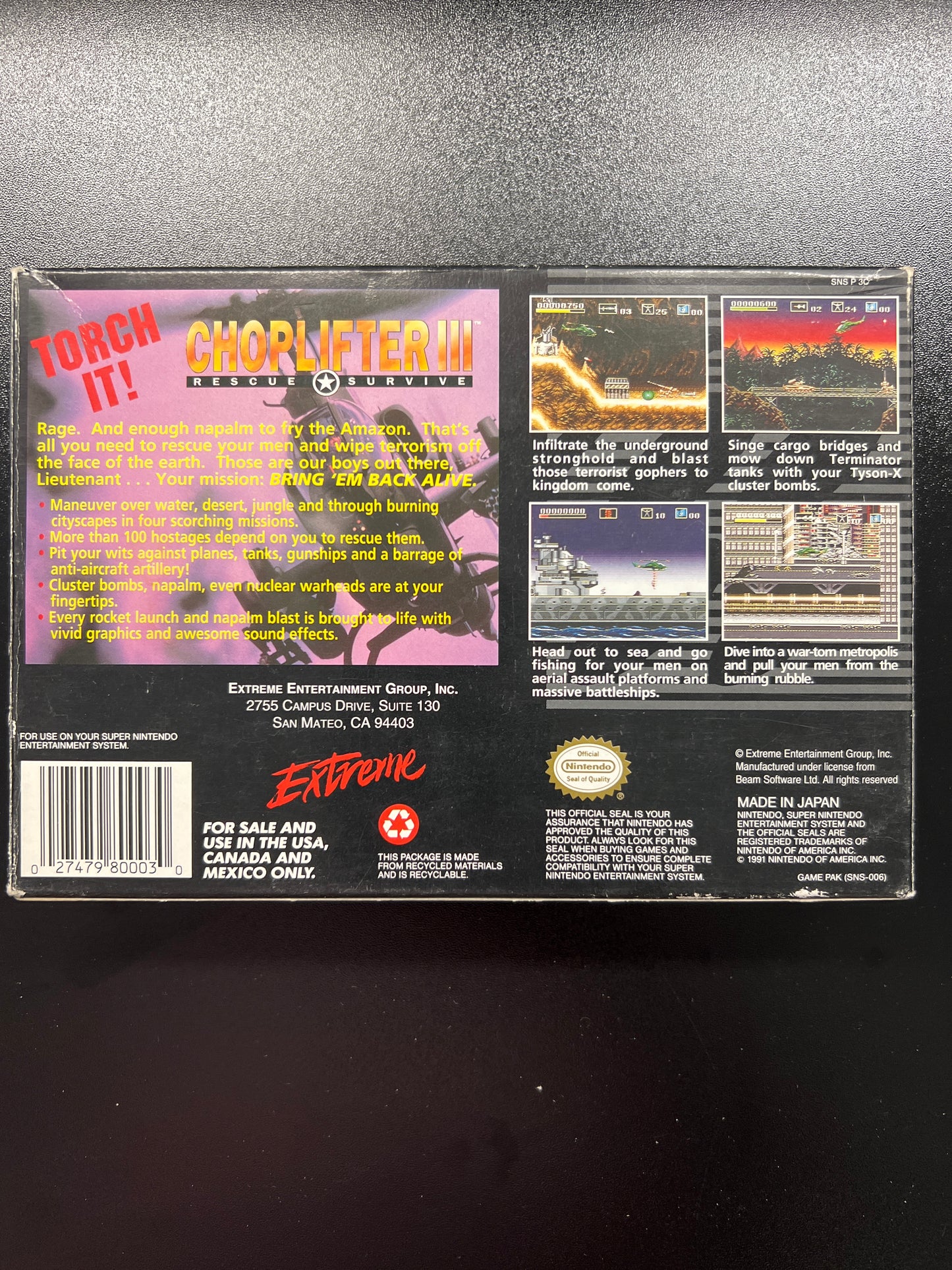 Choplifter 3 SNES in Box