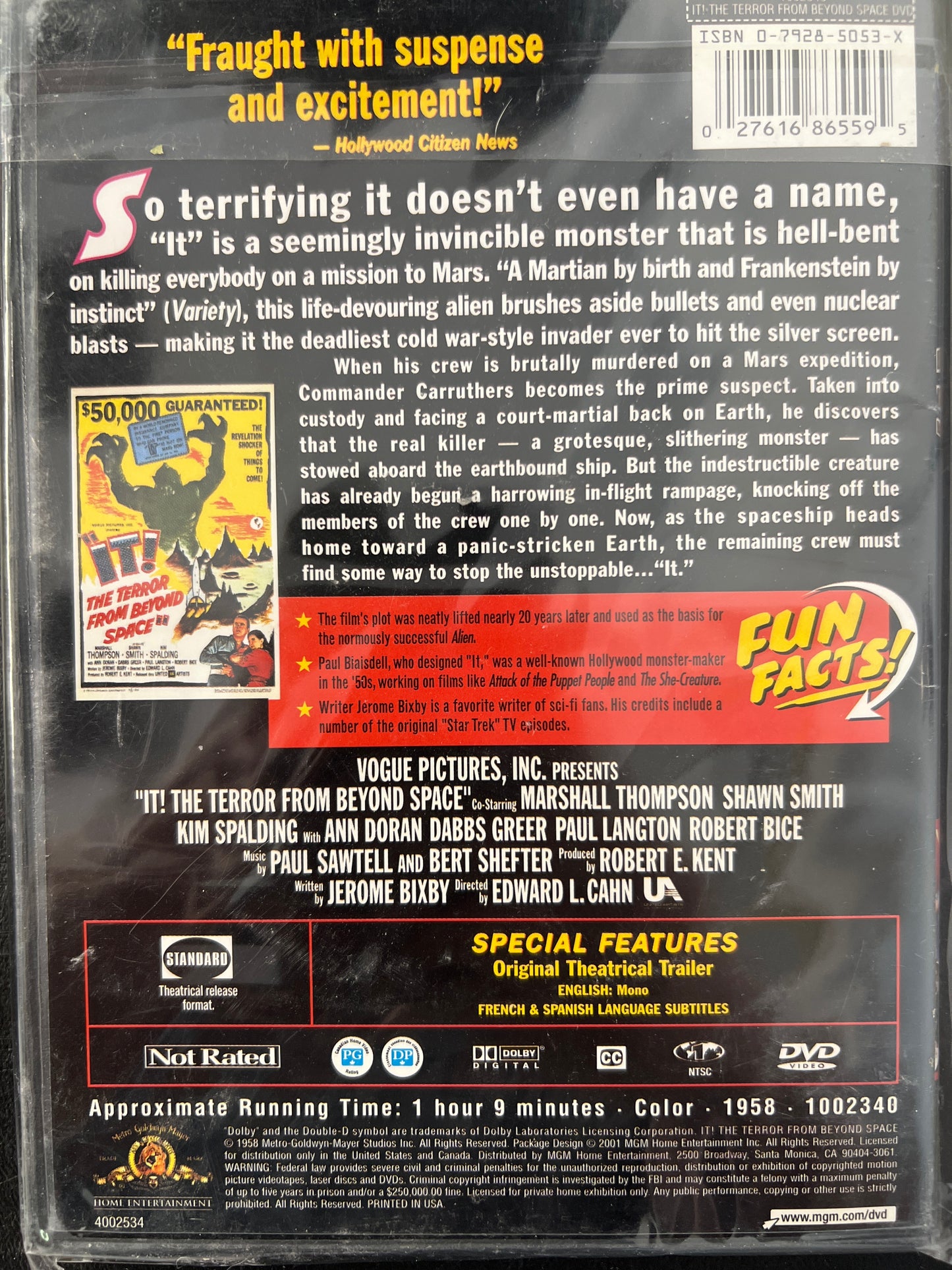 Midnight Movies It! The Terror From Beyond Space DVD