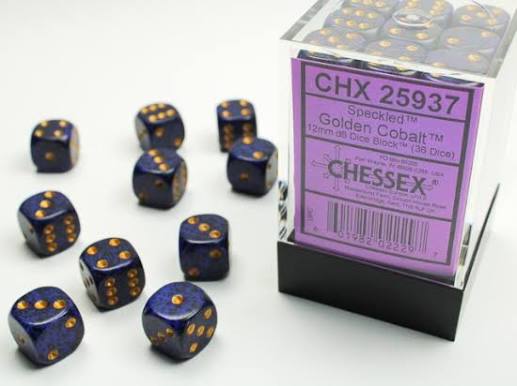 Chessex 12mm Speckled 36 Count D6 Block Pick Your Color