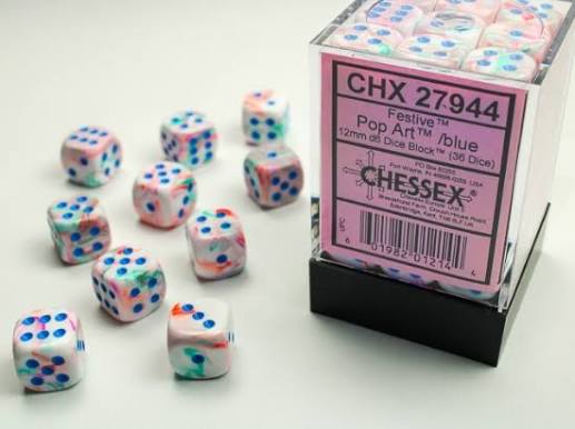Chessex 12mm Festive 36 Count D6 Block Pick Your Color