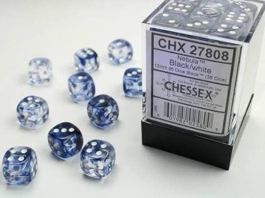 Chessex 12mm Nebula 36 Count D6 Block Pick Your Color