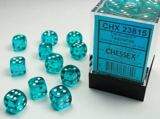 Chessex 12mm Translucent 36 Count D6 Block Pick Your Color