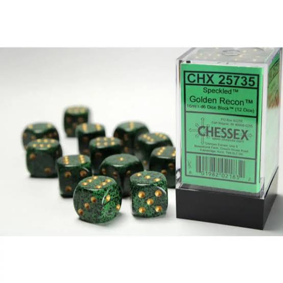 Chessex 16mm Speckled 12 Count D6 Dice Block - Pick Your Color