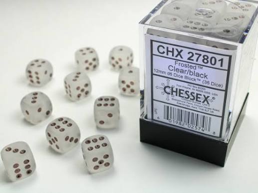 Chessex 12mm Frosted 36 Count D6 Block Pick Your Color