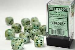 Chessex 16mm Marble 12 Count D6 Dice Block - Pick Your Color