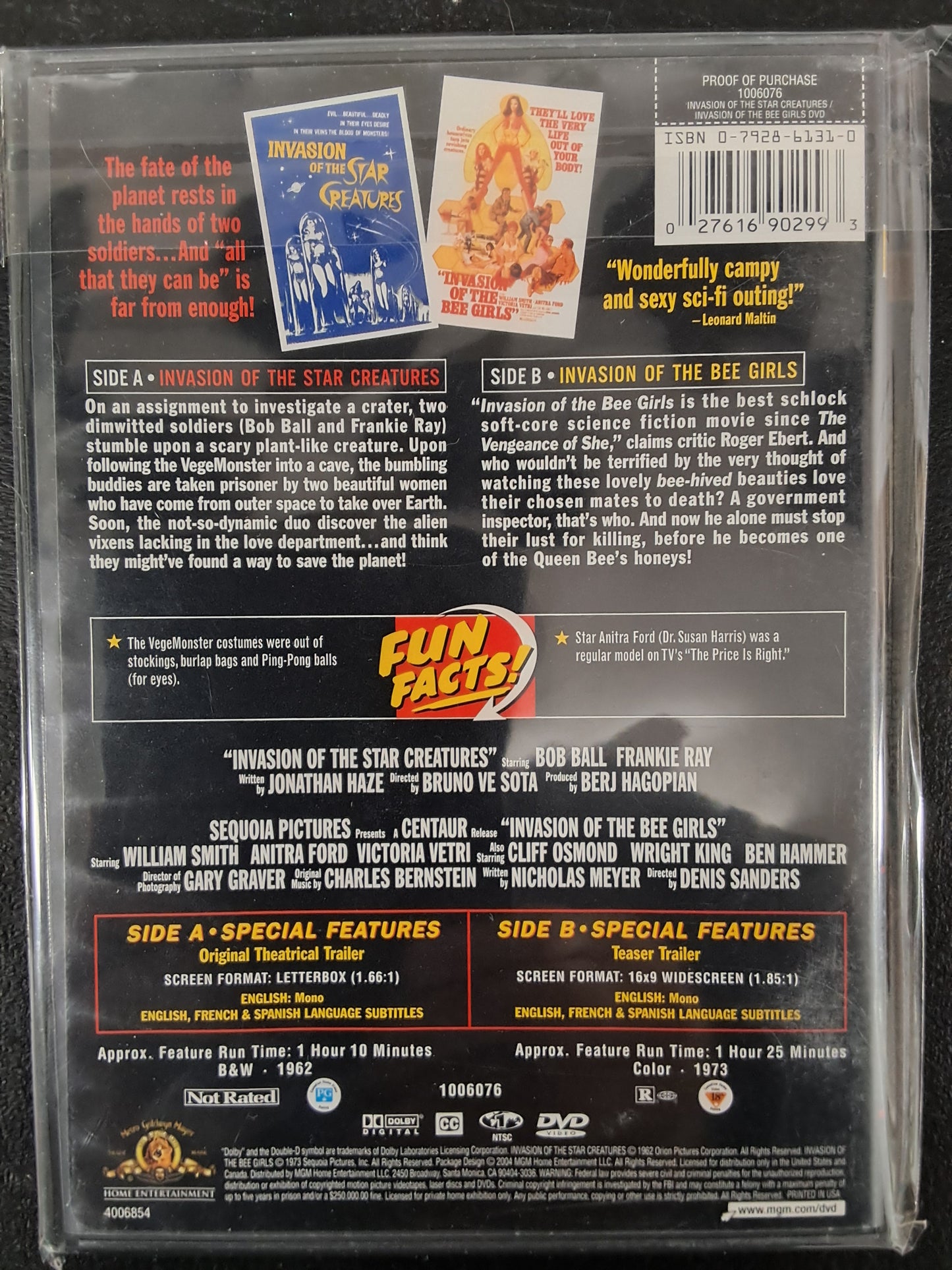 Midnite Movies Double Feature Invasion of the Star Creatures/Invasion of the Bee Girls