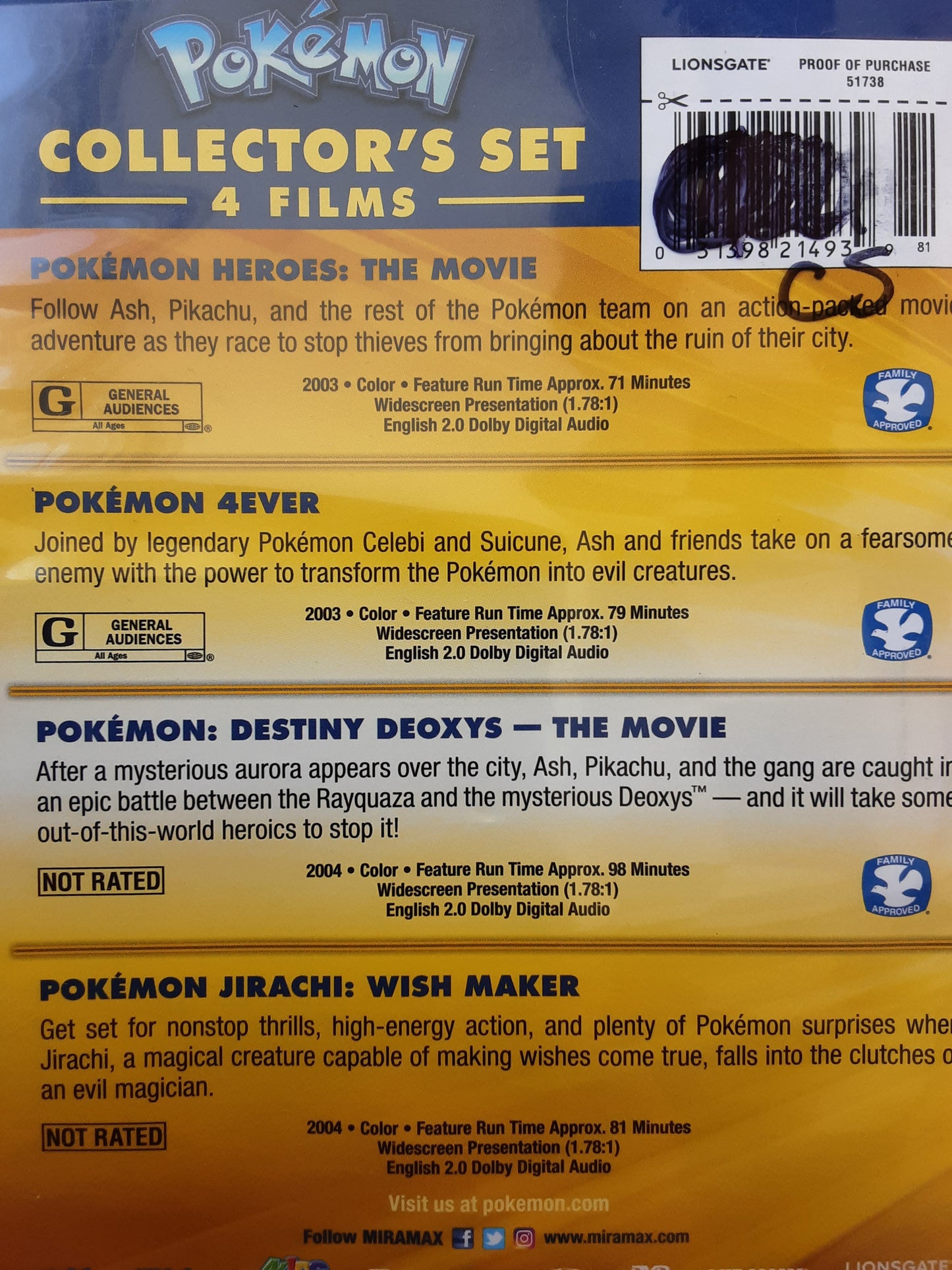 Pokémon collector's set 4 films