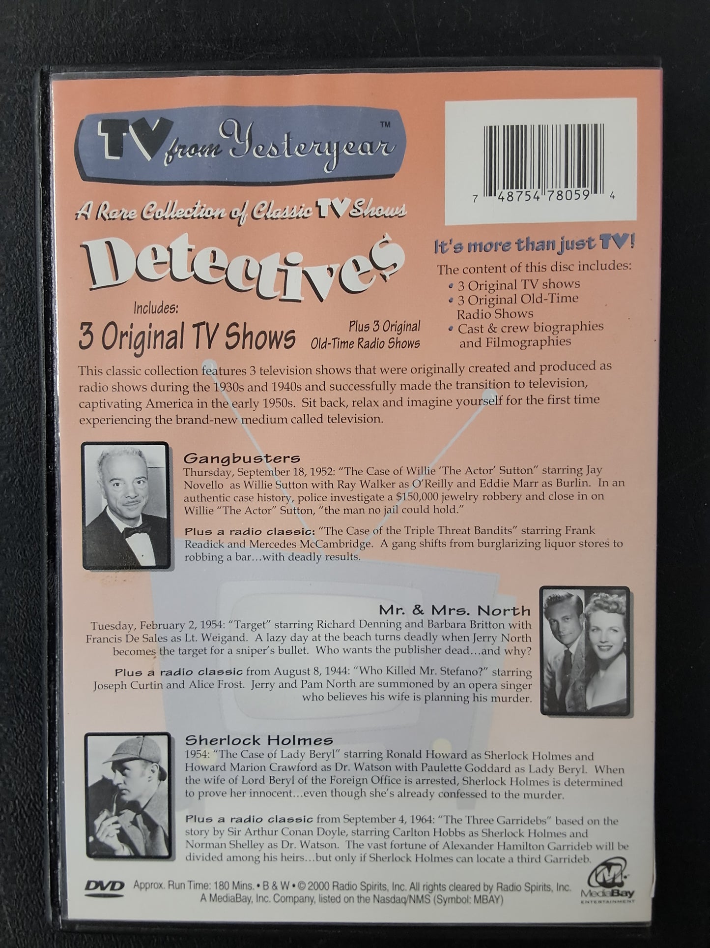 TV From Yesteryear Detectives 3 TV Shows and 3 Old-Time Radio Shows Red DVD