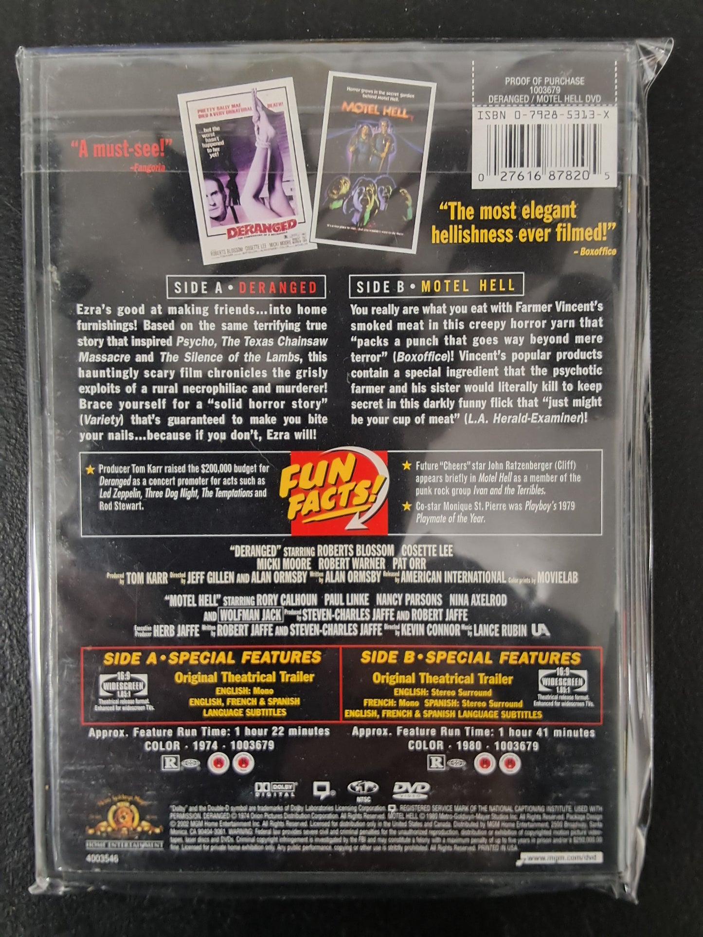 Midnite Movies Double Feature Deranged/Motel Hell