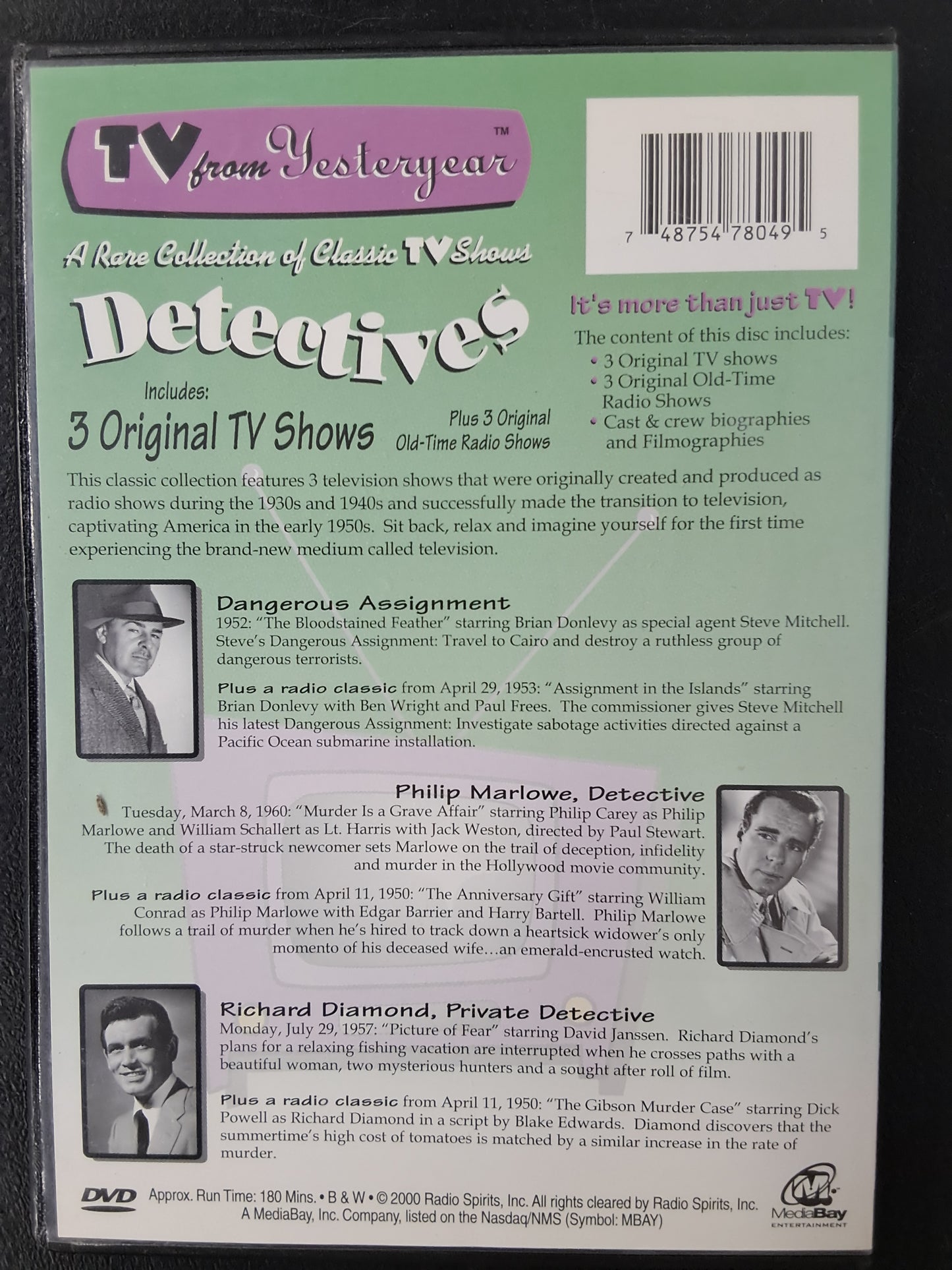 TV From Yesteryear Detectives 3 TV Shows and 3 Old-Time Radio Shows Green DVD