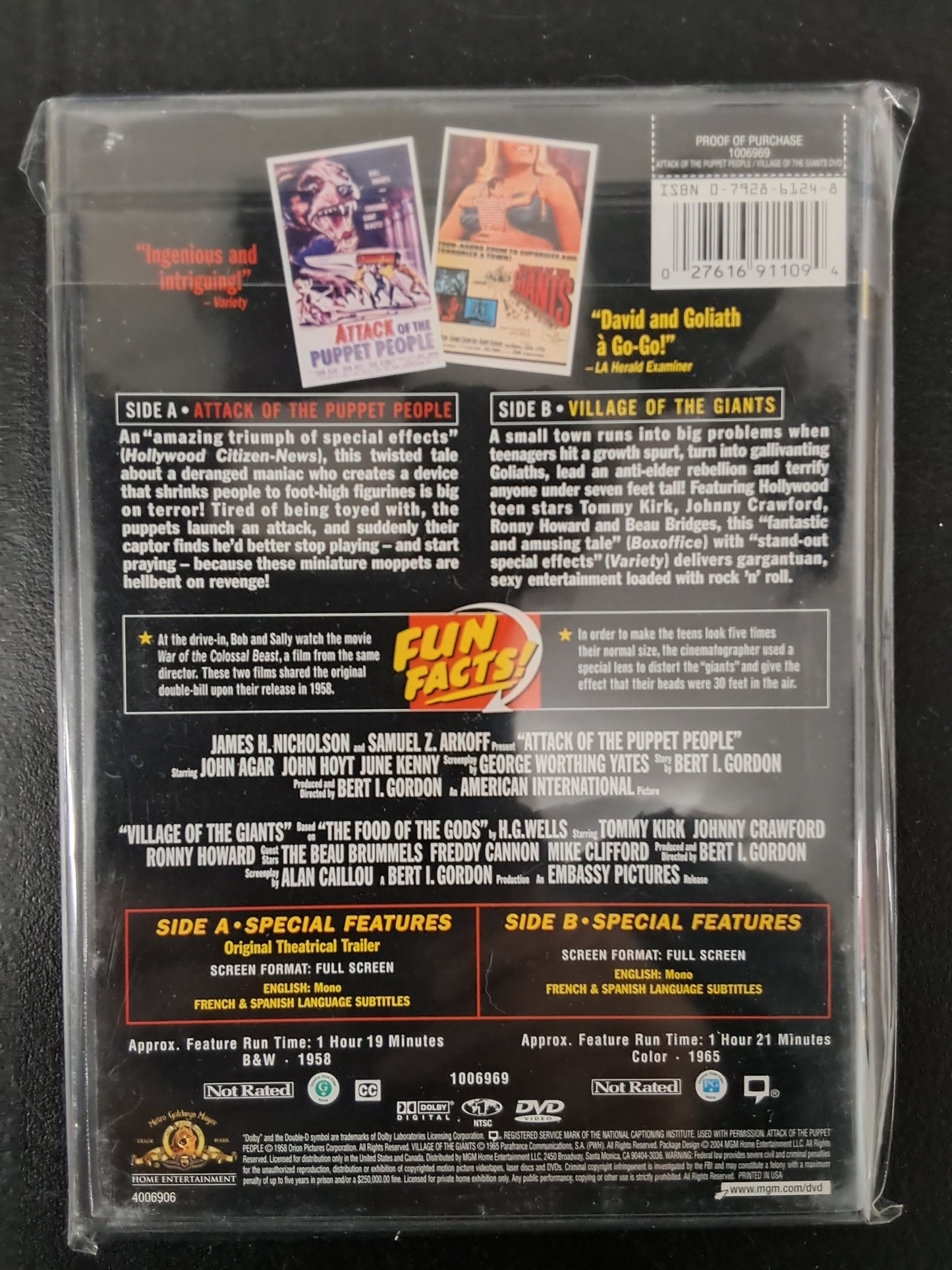 Midnite Movies Double Feature Attack of the Puppet People/Village of the Giants