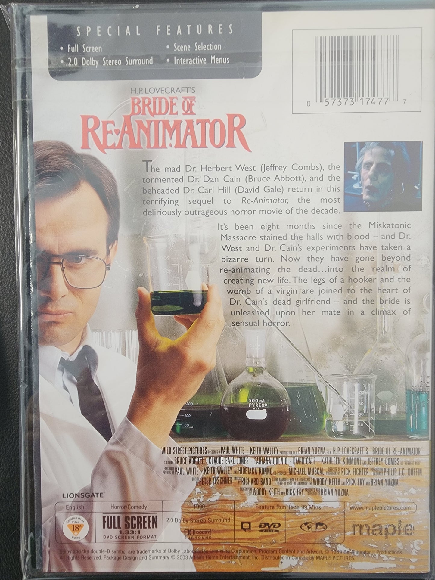 Bride of Re-Animator DVD
