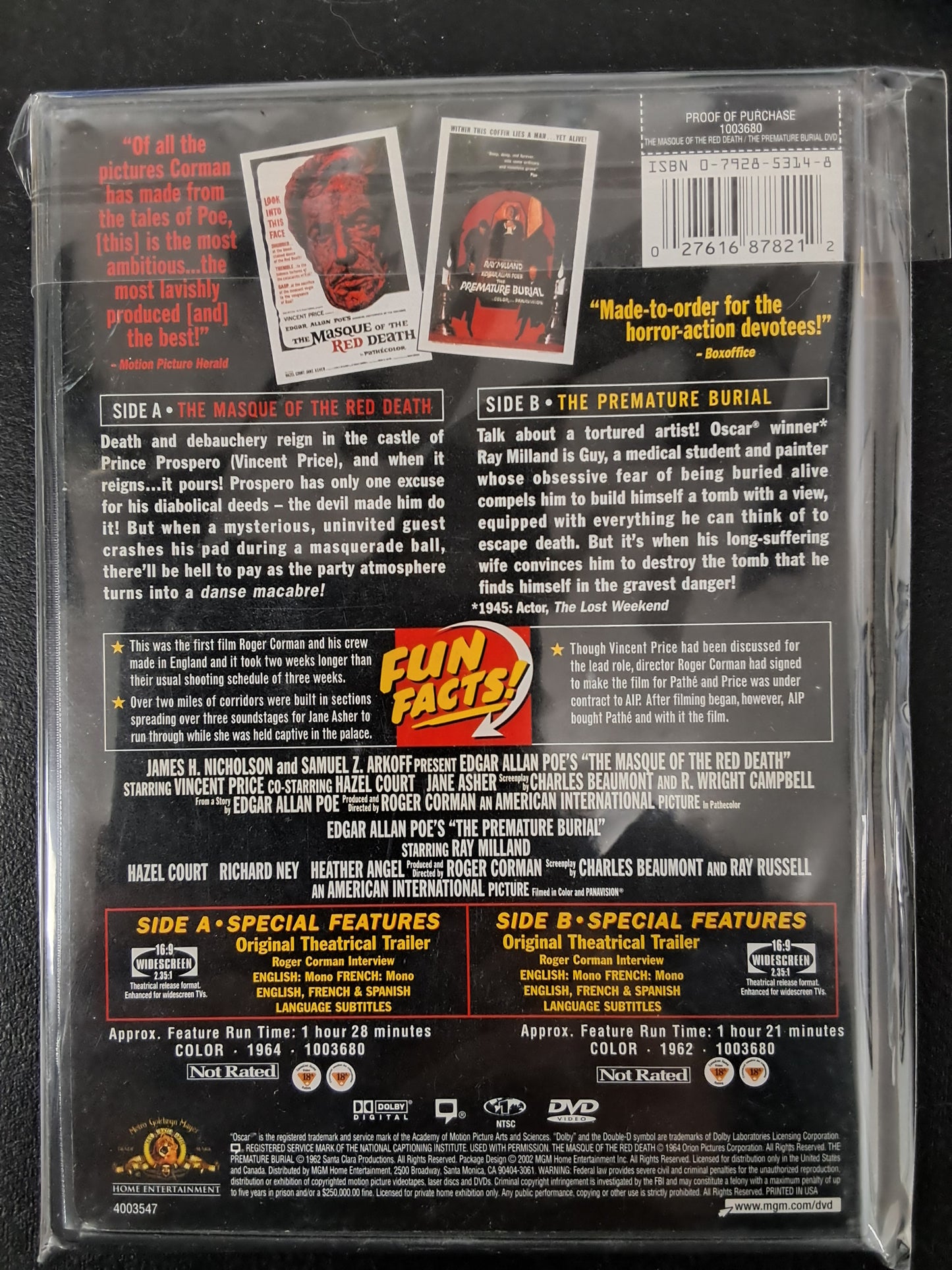 Midnite Movies Double Feature The Masque of the Red Death/The Premature Burial