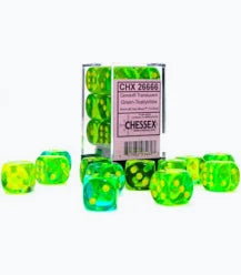 Chessex 16mm Gemini 12 Count D6 Dice Block - Pick Your Color