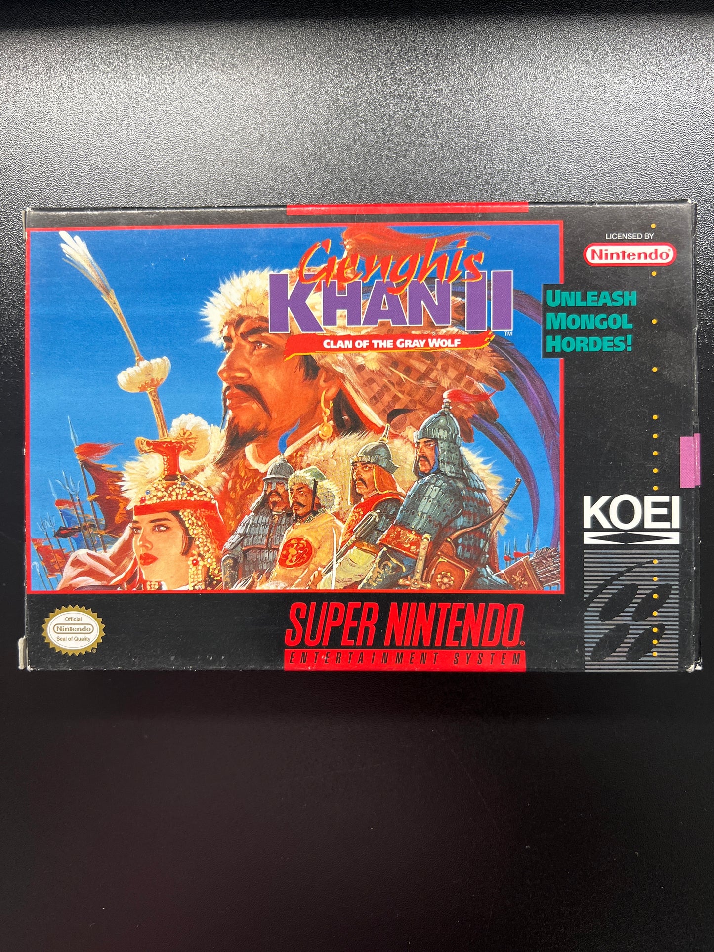 Genghis Khan 2 Clan of the Grey Wolf SNES in Box