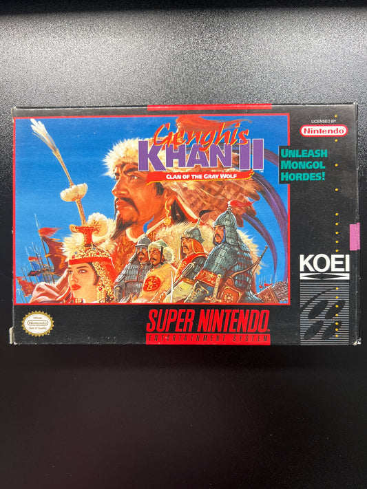 Genghis Khan 2 Clan of the Grey Wolf SNES in Box
