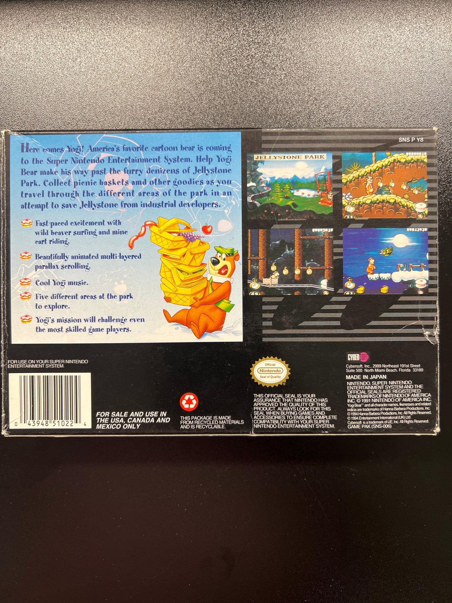 Adventures of Yogi Bear SNES in Box