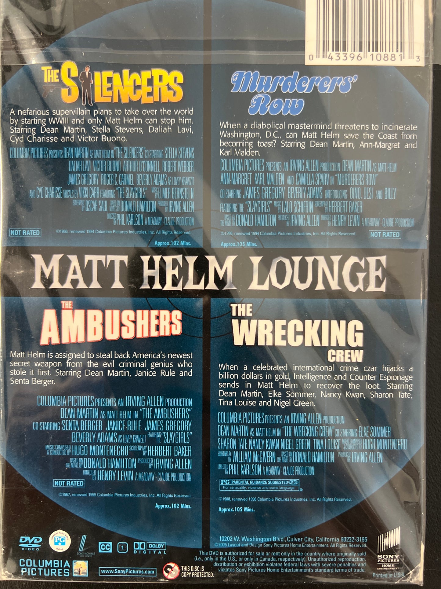 Matt Helm Lounge Murderer's Row/The Silencers The Wrecking Crew/The Ambushers DVD