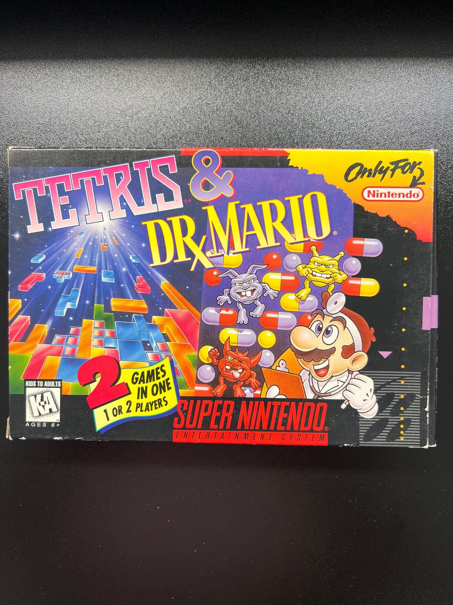Tetris and Dr. Mario SNES in Box