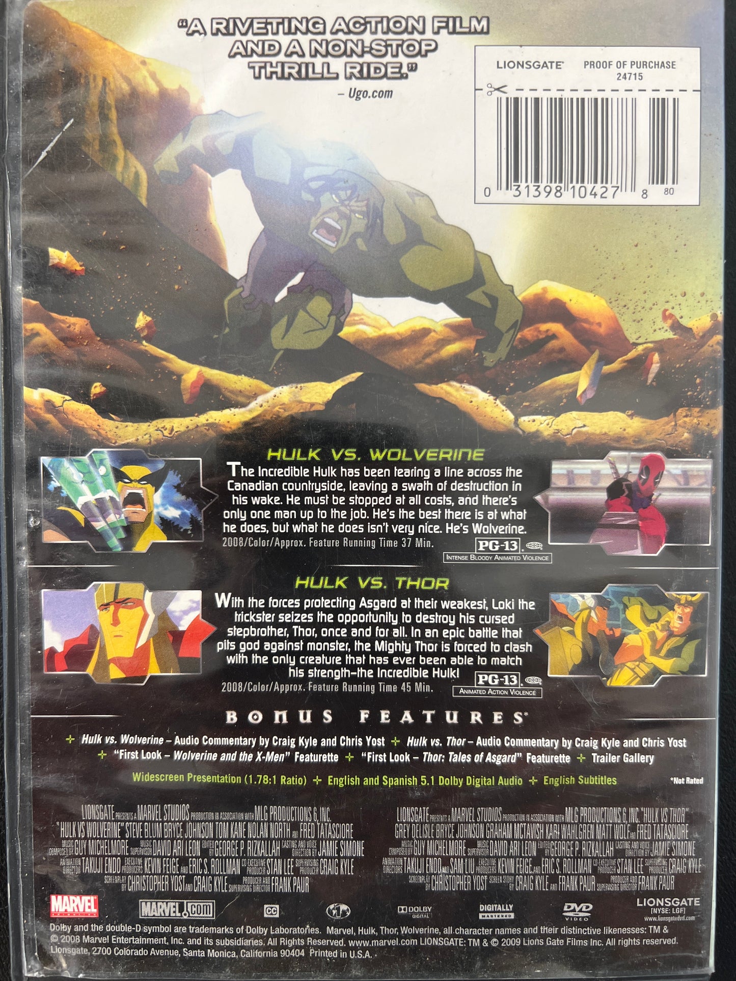 Hulk VS Thor/Hulk VS Wolverine DVD