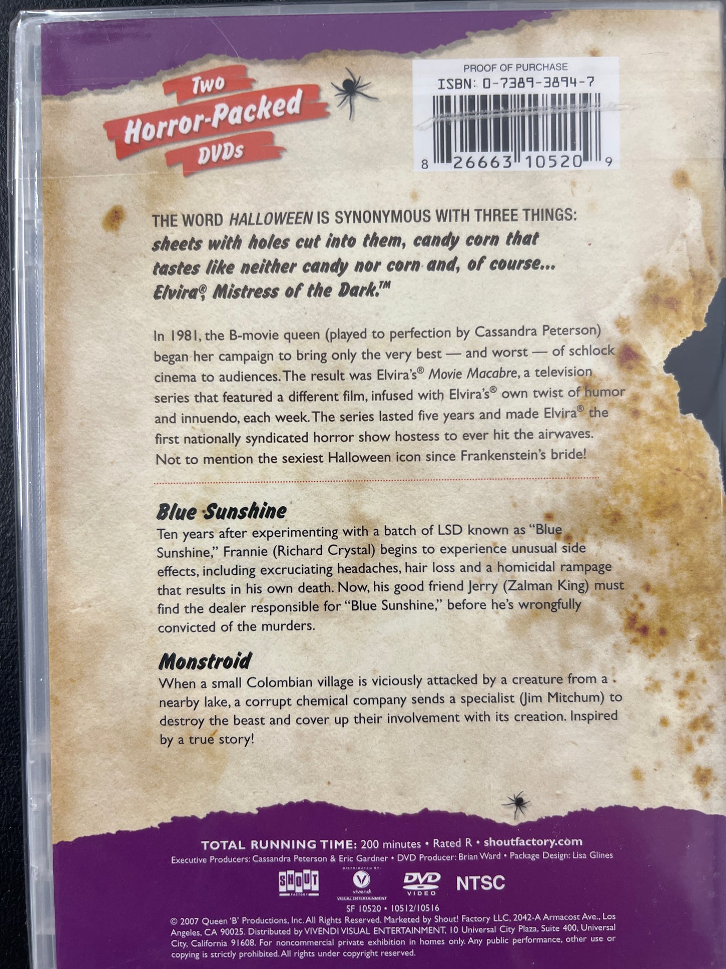 Elvira's Movie Macabre Blue Sunshine/Monstroid DVD