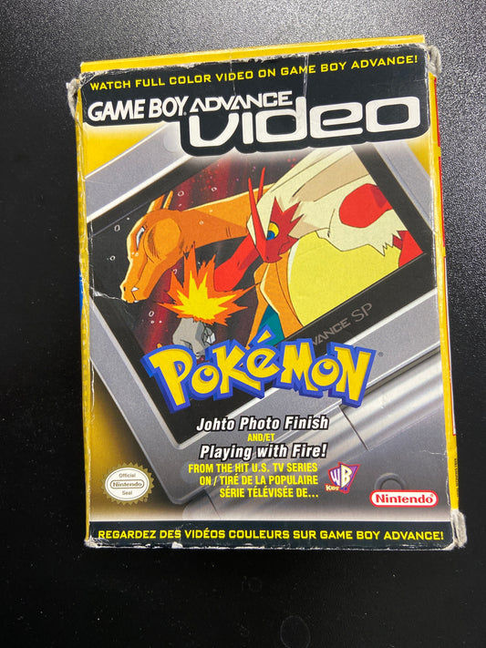 Gameboy Advance Video Pokemon Johto Photo Finish and Playing with Fire! In Box GBA