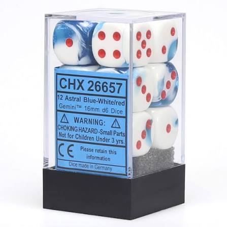Chessex 16mm 12 Count D6 Dice Block - Pick Your Color