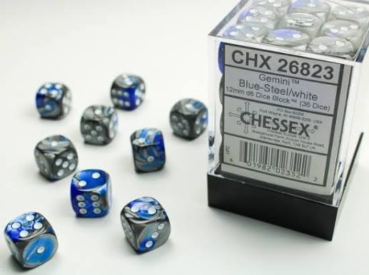 Chessex 12mm Gemini 36 Count D6 Block Pick Your Color