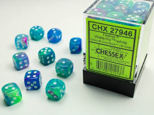 Chessex 12mm Festive 36 Count D6 Block Pick Your Color