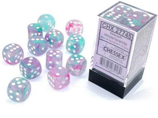 Chessex 16mm Nebula 12 Count D6 Dice Block - Pick Your Color