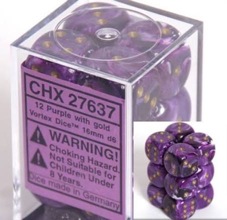 Chessex 16mm 12 Count D6 Dice Block - Pick Your Color