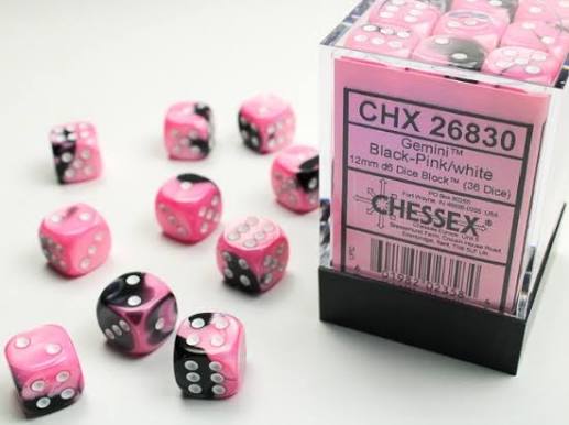 Chessex 12mm Gemini 36 Count D6 Block Pick Your Color