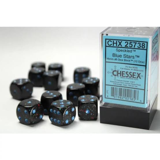 Chessex 16mm Speckled 12 Count D6 Dice Block - Pick Your Color