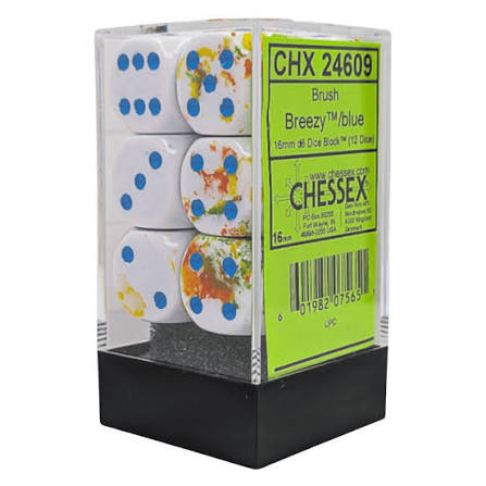 Chessex 16mm Brush 12 Count D6 Dice Block - Pick Your Color