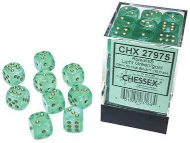Chessex 12mm Borealis 36 Count D6 Block Pick Your Color