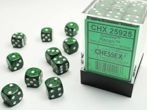 Chessex 12mm Speckled 36 Count D6 Block Pick Your Color
