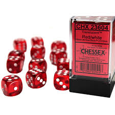 Chessex 16mm Translucent 12 Count D6 Dice Block - Pick Your Color