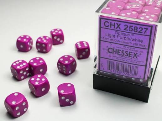 Chessex 12mm Opaque 36 Count D6 Block Pick Your Color
