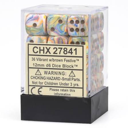 Chessex 12mm Festive 36 Count D6 Block Pick Your Color
