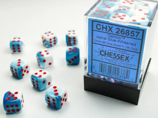 Chessex 12mm Gemini 36 Count D6 Block Pick Your Color