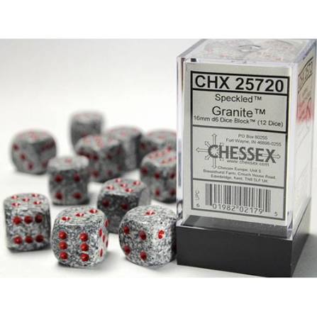 Chessex 16mm Speckled 12 Count D6 Dice Block - Pick Your Color