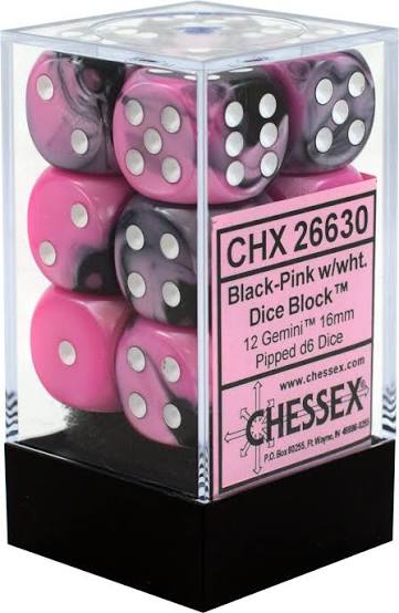 Chessex 16mm 12 Count D6 Dice Block - Pick Your Color