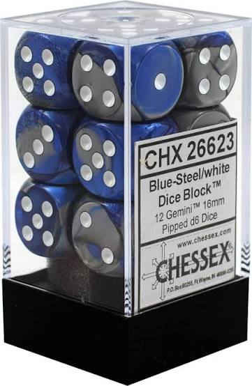 Chessex 16mm 12 Count D6 Dice Block - Pick Your Color