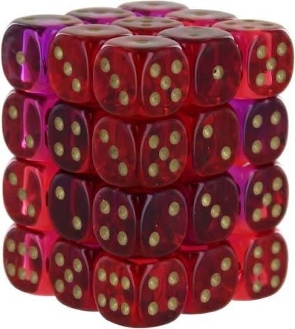 Chessex 12mm Gemini 36 Count D6 Block Pick Your Color